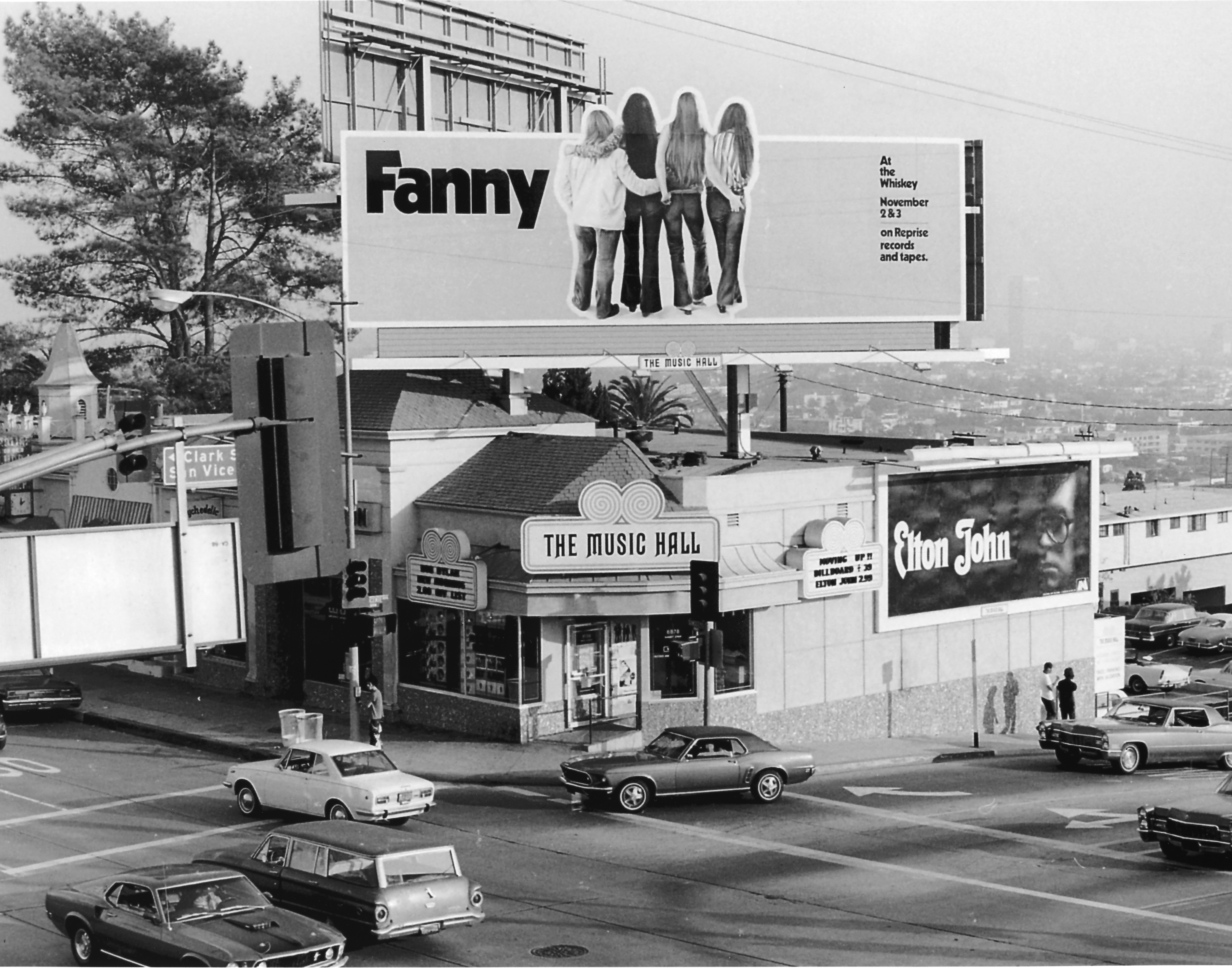 Sunset Strip 1974 Sunset Blvd and San Vicente Blvd - SE corner Music Hall record store copy 2.jpg